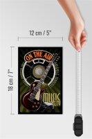 Holzschild Spruch 12x18cm Music city on the Air Gitarre