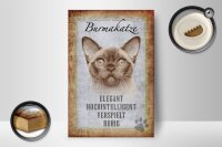 Holzschild Spruch 12x18cm Burmakatze Katze Schild