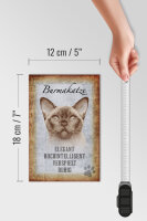 Holzschild Spruch 12x18cm Burmakatze Katze Schild