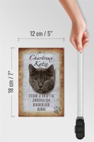 Holzschild Spruch 12x18cm Chartreux Katze stark Schild