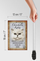 Holzschild Spruch 12x18cm Chinchilla Katze hübsch elegant