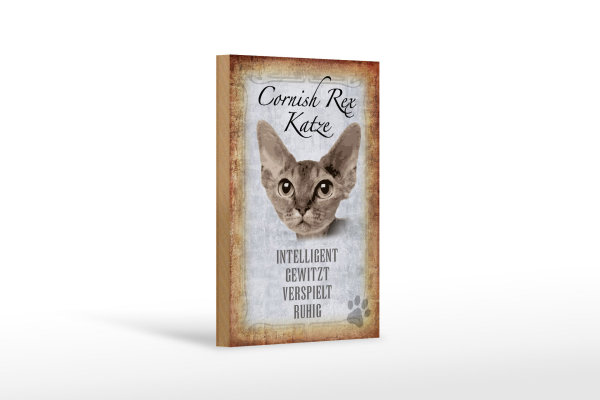 Holzschild Spruch 12x18cm Cornish Rex Katze Schild