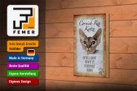 Holzschild Spruch 12x18cm Cornish Rex Katze Schild