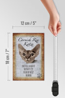 Holzschild Spruch 12x18cm Cornish Rex Katze Schild
