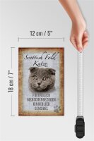 Holzschild Spruch 12x18cm Scottish Fold Katze Schild