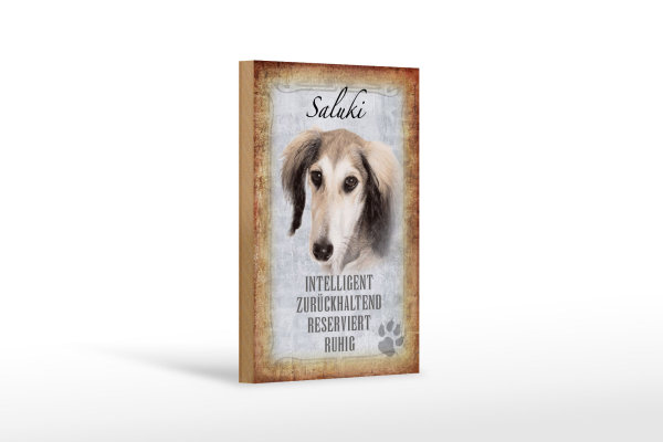 Holzschild Spruch 12x18cm Saluki Hund ruhig Schild