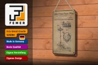Blechschild Patent 12x18 cm Entwurf für Anti-Rutschsperre Pedal Deko Schild