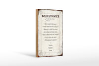 Holzschild Spruch 12x18cm Badezimmer Regeln Haus Schild