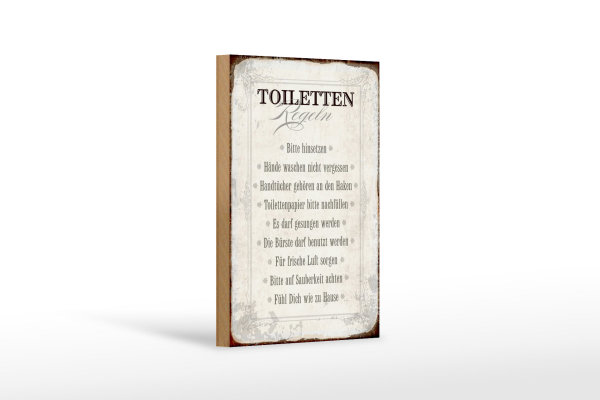 Holzschild Spruch 12x18cm Toiletten Regeln Haus Schild