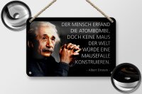 Blechschild Zitat 12x18 cm Einstein Atombombe und Mausefalle Deko Schild