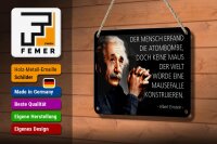 Blechschild Zitat 12x18 cm Einstein Atombombe und Mausefalle Deko Schild