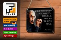Blechschild Zitat 12x18 cm Einstein Geniale ordentliche Menschen Deko Schild