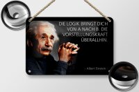 Blechschild Zitat 12x18 cm Einstein Logik Vorstellungskraft Deko Schild