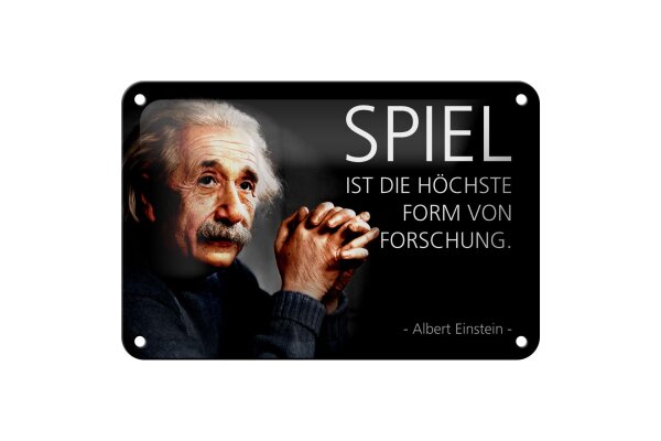 Blechschild Zitat 12x18 cm Einstein Spiel ist Form von Forschung Deko Schild