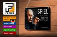 Blechschild Zitat 12x18 cm Einstein Spiel ist Form von Forschung Deko Schild