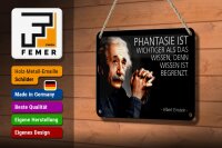 Blechschild Zitat 12x18 cm Einstein Wissen ist begrenzt Deko Schild