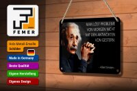 Blechschild Zitat 12x18 cm Einstein Probleme von morgen Antworten von gestern