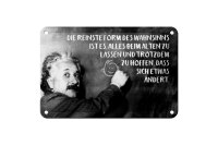 Blechschild Zitat 12x18 cm Einstein Tafel Reinste Form des Wahnsinns Deko Schild