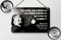 Blechschild Zitat 12x18 cm Einstein Tafel zwei Dinge sind unendlich Deko Schild