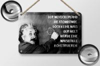 Blechschild Zitat 12x18 cm Einstein Tafel Atombombe und Mausefalle Deko Schild
