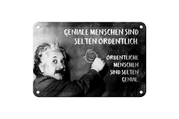 Blechschild Zitat 12x18 cm Einstein Tafel Geniale ordentliche Menschen Schild