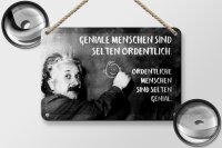 Blechschild Zitat 12x18 cm Einstein Tafel Geniale ordentliche Menschen Schild