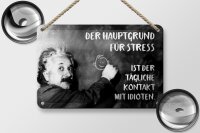 Blechschild Zitat 12x18 cm Einstein Tafel Hauptgrund für Stress Deko Schild