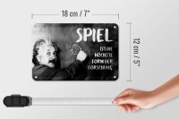 Blechschild Zitat 12x18 cm Einstein Tafel Spiel ist Form von Forschung Schild