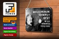 Blechschild Zitat 12x18 cm Einstein Tafel Probleme von morgen Antworten gestern