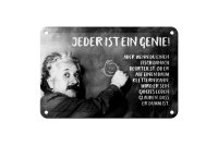Blechschild Zitat 12x18 cm Einstein Tafel Jeder ist ein Genie Deko Schild