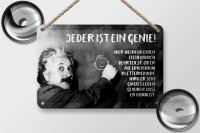 Blechschild Zitat 12x18 cm Einstein Tafel Jeder ist ein Genie Deko Schild