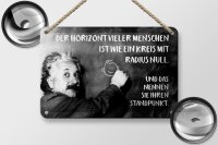 Blechschild Zitat 12x18 cm Einstein Tafel Der Horizont vieler Menschen Schild