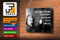 Blechschild Zitat 12x18 cm Einstein Tafel Schmetterlinge lachen Wolken schmecken