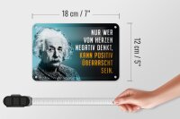 Blechschild Zitat 12x18 cm Einstein blau Wer negativ denkt kann positiv Schild