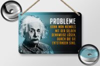 Blechschild Zitat 12x18 cm Einstein blau Probleme Lösen Deko Schild