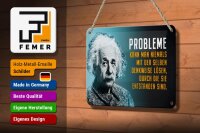 Blechschild Zitat 12x18 cm Einstein blau Probleme Lösen Deko Schild