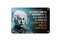 Blechschild Zitat 12x18 cm Einstein blau Reinste Form des Wahnsinns Deko Schild