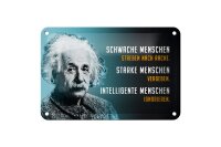 Blechschild Zitat 12x18 cm Einstein blau schwache starke Intelligente Menschen