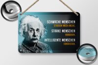 Blechschild Zitat 12x18 cm Einstein blau schwache starke Intelligente Menschen