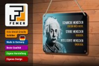 Blechschild Zitat 12x18 cm Einstein blau schwache starke Intelligente Menschen