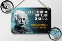 Blechschild Zitat 12x18 cm Einstein blau Geniale ordentliche Menschen Schild