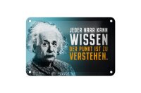 Blechschild Zitat 12x18 cm Einstein blau Der Punkt ist zu verstehen Deko Schild