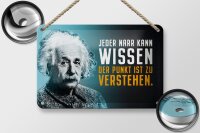 Blechschild Zitat 12x18 cm Einstein blau Der Punkt ist zu verstehen Deko Schild