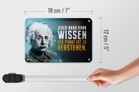 Blechschild Zitat 12x18 cm Einstein blau Der Punkt ist zu verstehen Deko Schild