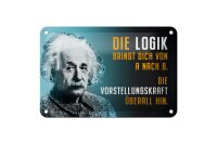 Blechschild Zitat 12x18 cm Einstein blau Logik...