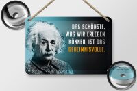 Blechschild Zitat 12x18 cm Einstein blau schönste was wir erleben können Schild