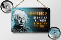 Blechschild Zitat 12x18 cm Einstein blau Wissen ist begrenzt Deko Schild