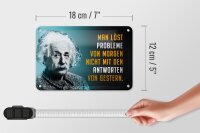 Blechschild Zitat 12x18 cm Einstein blau Probleme von morgen Antworten gestern