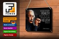 Blechschild Zitat 12x18 cm Einstein Wer noch nie einen Fehler gemacht hat Deko