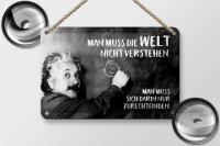 Blechschild Zitat 12x18 cm Einstein Tafel Man muss die Welt nicht verstehen